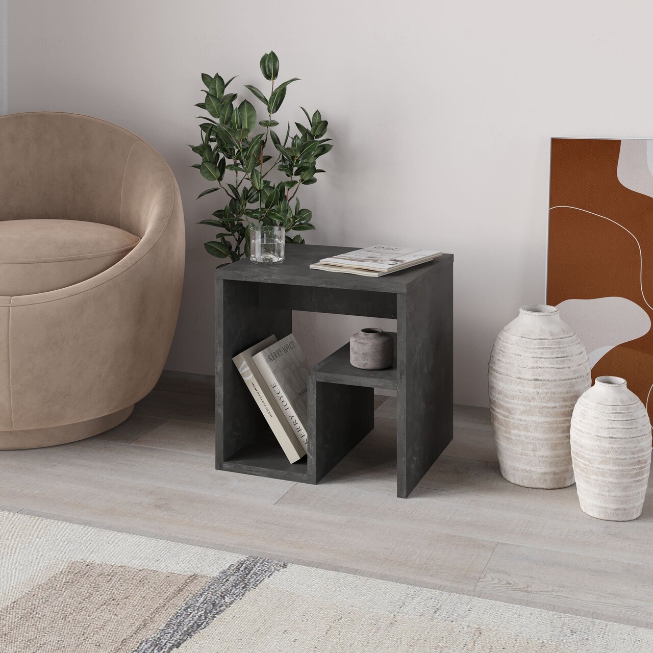 Masuta, Hanah Home, Bon, 40x40x35 cm, Gri retro - imagine 6